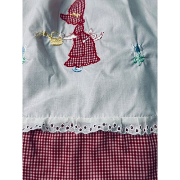 Vintage Merry Mites Girls 4T Red Gingham Dress With Embroidered Apron - Picture 4 of 13